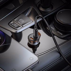 Автомобильное зарядное устройство Hoco 2 x USB C QC PD 45W + кабель USB C to Lightning NZ16B металл серое