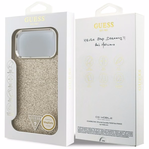 GUESS ümbris jaoks IPHONE 17 Pro Max compatible with MagSafe GUHMP17XPFGTSCMD (PU Glitter W/ Triangle Logo) kuldne