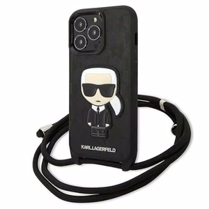 Karl Lagerfeld Leather Monogram Patch and Cord Iconik Ümbris jaoks iPhone 13 Pro / 13 - must