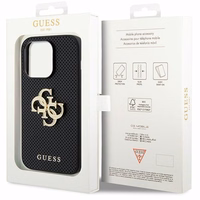 Guess Leather Perforated 4G Glitter Logo Ümbris jaoks iPhone 15 Pro - must