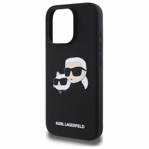 Силиконовый чехол Karl Lagerfeld Heads Print MagSafe для iPhone 16 Pro - чёрный