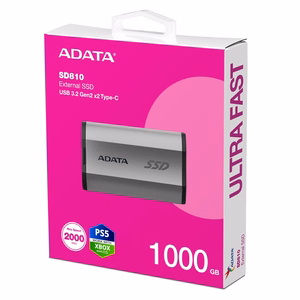 ADATA SD810 1 TB must, hõbedane