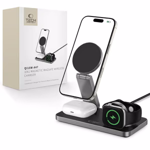 Tech-Protect QI15W-A47 MagSafe 3in1 Induktiivne Laadija + USB-C Kaabel - must