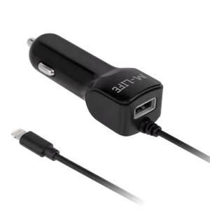 M-Life autolaadija Apple iPhone'ile ja iPadile + USB, 2100 mA