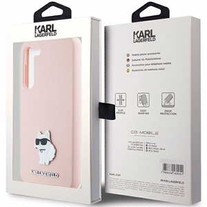 Karl Lagerfeld Silicone Choupette Metal Pin чехол для Samsung Galaxy S23+ - розовый