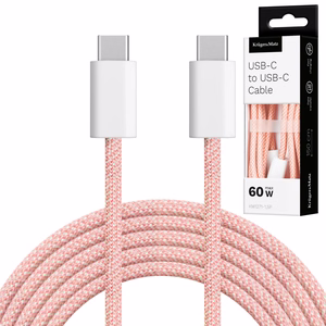 Krüger&Matz Basic USB-C–USB-C kaabel, 60 W, 1,5 m, roosa