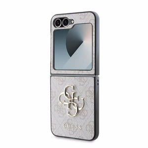 Guess Leather 4G Metal Logo Ümbris jaoks Samsung Galaxy Z Flip 6 - Roosa