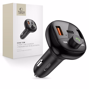 Tech-Protect CC06 3-port PD72W car laadija koos transmitter - must