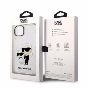 Karl Lagerfeld Glitter Karl&Choupette ümbris jaoks iPhone 14 Plus - läbipaistev