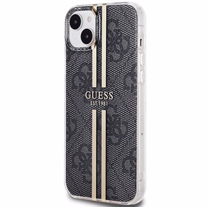 Guess IML 4G kuldne Stripe ümbris jaoks iPhone 15 Plus / 14 Plus - must