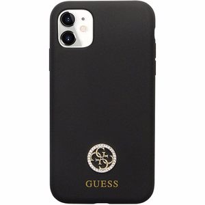 Guess GUHCN614DGPK Ümbris jaoks iPhone 11 / Xr - must Silicone Logo Strass 4G