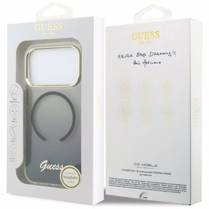 Guess IML Gradient Script Metal MagSafe Ümbris for iPhone 17 Pro Max - must
