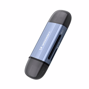 Hall alumiiniumist SD- ja microSD-mälukaardilugeja Wozinsky WCR-5G USB-A 3.0 / USB-C 3.0 ühendusega