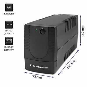 Qoltec 53774 katkematu toiteallikas (UPS) Line-Interactive 1 kVA 600 W 1 AC pistikupesa