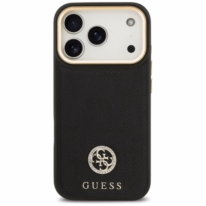 Guess Grained Strass Logo MagSafe ümbris jaoks iPhone 17 Pro - must