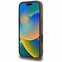 Guess Grained Hot Stamp Peony Triangle Logo MagSafe iPhone 16 Pro Ümbris - Brown