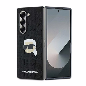 Karl Lagerfeld Saffiano Monogram Head Pin Ümbris jaoks Samsung Galaxy Z Fold 6 - Must