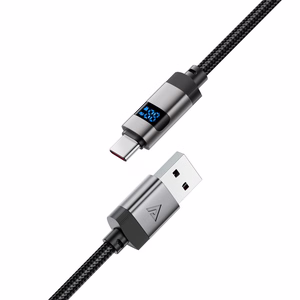 Acefast C15-04 USB-A - USB-C kaabel ekraaniga 480Mb/s 66W 1.2m - must