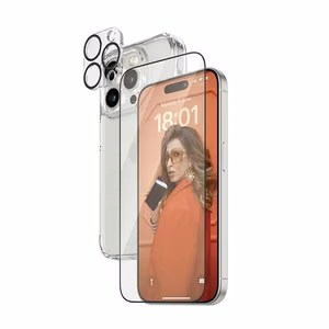 PanzerGlass Bundle 3in1 set läbipaistev ümbris + foil + camera cover jaoks iPhone 15 Pro Max