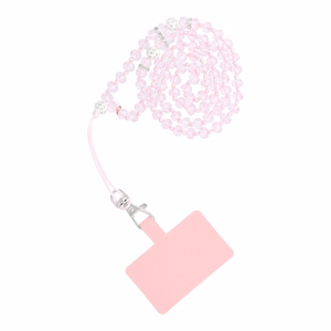 CRYSTAL DIAMOND Phone lanyard, Phone pendant / cord length 74cm (37cm in the loop) / on neck - lite roosa