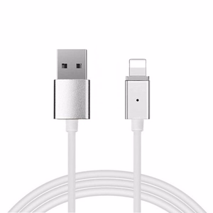 Магнитный кабель тип 1 - USB на Lightning - со съёмным штекером Iphone 5/6/7/8/X 1 метр серебряный (блистер)