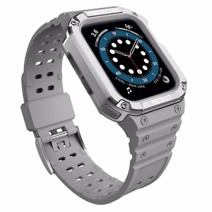 Protect Strap Ремешок для Apple Watch 38/40/41mm с бронированным чехлом - серый, серебряный