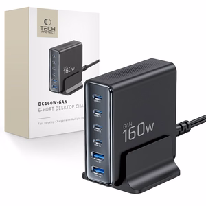 Tech-Protect DC160W-GAN 6-portiline 160W seinalaadija - must