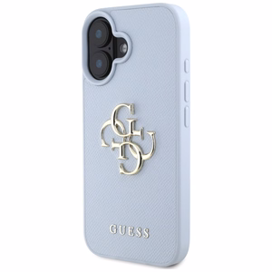 Guess Grained Big 4G Logo Small Classic Logo ümbris jaoks iPhone 16 - sinine