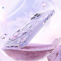 Kingxbar Butterfly seeria magnetiline ümbris iPhone 14 Plus MagSafe ümbris liblikatega roosa