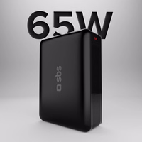Powerbank SBS 20000mAh 65W PD AFC USB-C USB-A sülearvutile, tahvelarvutile, nutitelefonile - must
