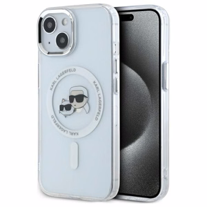 Karl Lagerfeld IML Metal Karl&Choupette Head MagSafe iPhone 14 Ümbris - valge