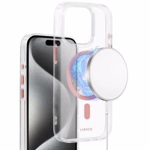 Liavec Glossy Magsafe Clear Ümbris do Iphone 15 Pro różowy