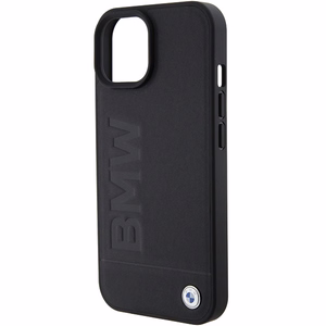 BMW MagSafe Leather Hot Stamp ümbris jaoks iPhone 15 Plus - must