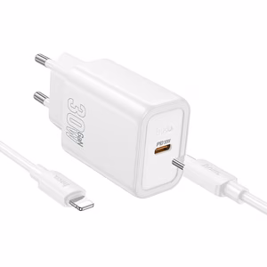 Phone Laadija Hoco USB C QC PD 30W + Kaabel USB C to Lightning N62 valge