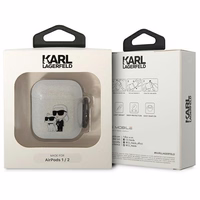 Karl Lagerfeld KLA2HNKCTGT Airpods 1/2 cover läbipaistev Gliter Karl&Choupette
