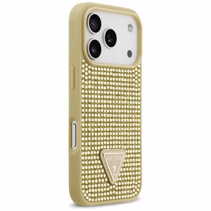 Guess Rhinestone Triangle Logo iPhone 17 Pro Ümbris - Kuldne
