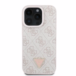 Guess Leather 4G Triangle Strass MagSafe Ümbris jaoks iPhone 16 Pro Max - Roosa