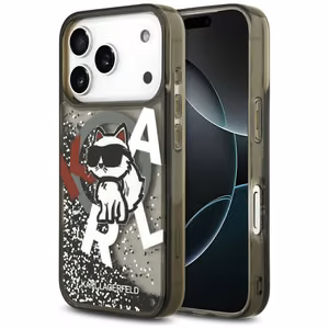 Karl Lagerfeld Liquid Glitter Choupette Logo MagSafe Ümbris jaoks iPhone 17 Pro - Must