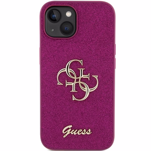 Guess Glitter Script Big 4G ümbris iPhone 15 - lilla