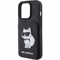 Karl Lagerfeld Saffiano Cardslots and Stand Monogram Choupette Ümbris jaoks iPhone 15 Pro Max - must