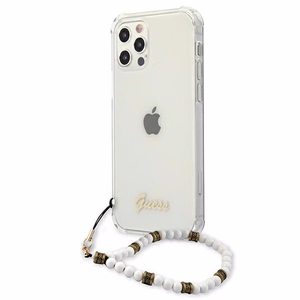 Guess GUHCP12LKPSWH iPhone 12 Pro Max 6.7" läbipaistev kõvakaaneline valge pärlmutter