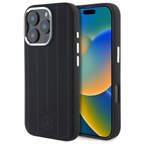 Mercedes силиконовый Чехол вертикальные тональные полосы MagSafe для iPhone 16 Pro Max - чёрный