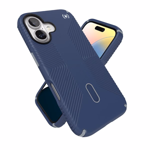 Speck Presidio2 Grip MagSafe'i ja ClickLocki toega ümbris iPhone 16-le, Coastal Blue/Dust Grey