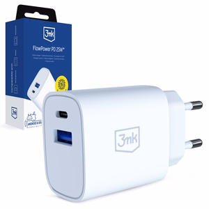 3mk FlowPower 25W 1A1C PD QC4+ seinalaadija - valge