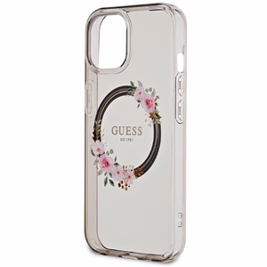 Guess IML Flowers Wreath MagSafe ümbris jaoks iPhone 15 / 14 / 13 - must