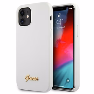 Guess GUHCP12SLSLMGWH iPhone 12 mini 5.4" valge/valge kõvakaaneline metallist logo Script