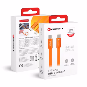 Kaabel USB C USB C Forcell F-Energy QC4.0 PD 3A 60W Cafule Flat 1,2 m CCFN23 oranž