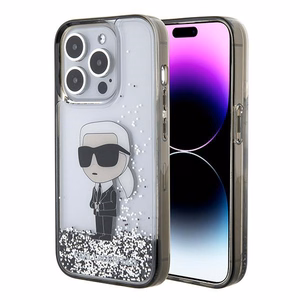 Karl Lagerfeld Liquid Glitter Ikonik ümbris jaoks iPhone 15 Pro - läbipaistev