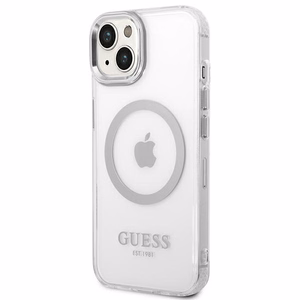 Guess GUHMP14SHTRMS iPhone 14 6.1" hõbedane/hõbedane hard ümbris Metal Outline Magsafe