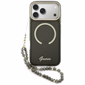 Guess IML Glitters Script Rihm MagSafe ümbris for iPhone 17 Pro Max - must